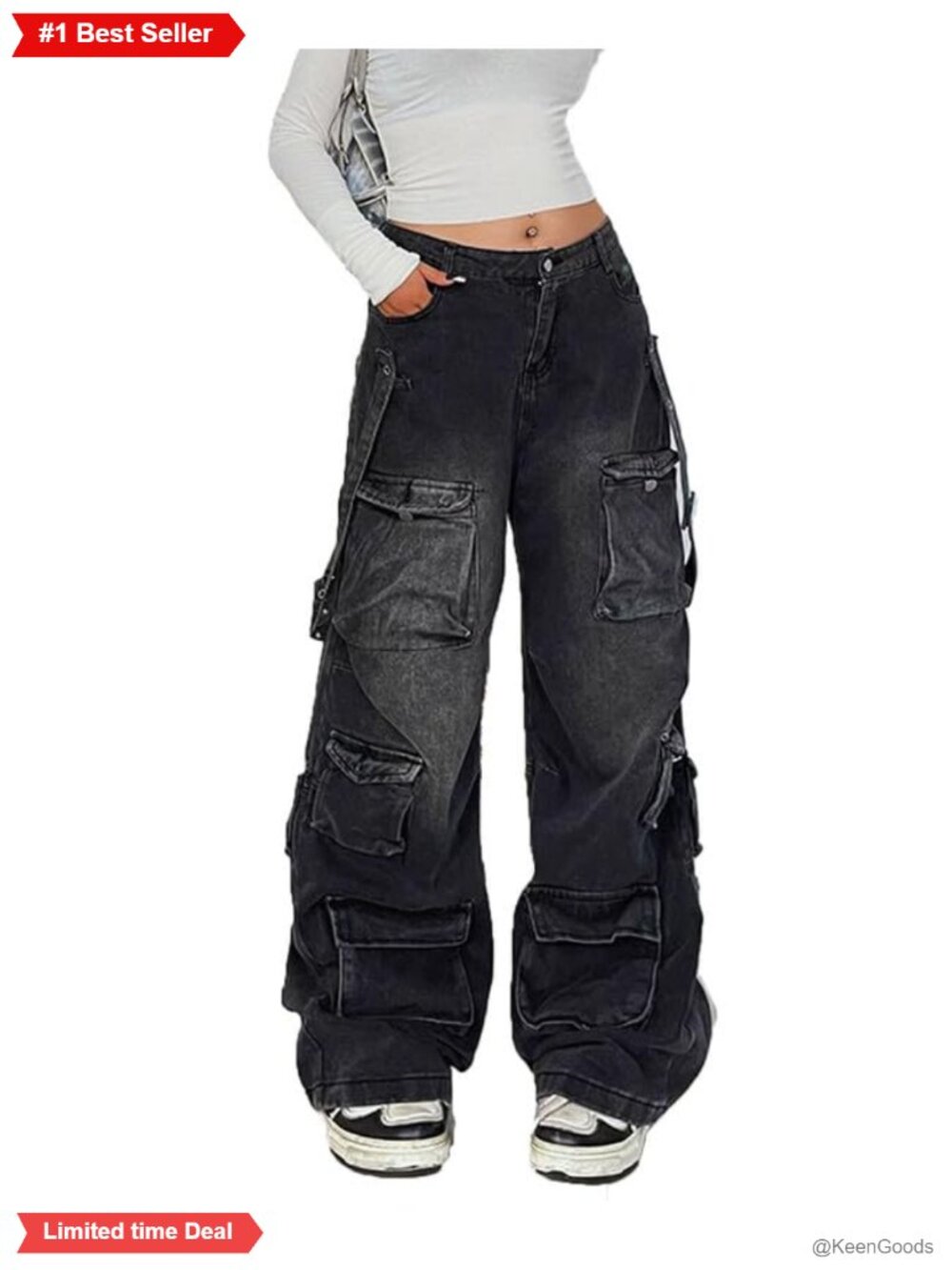 Low Waist Baggy Cargo Jeans Cotton Blend Denim Y2K Streetwear